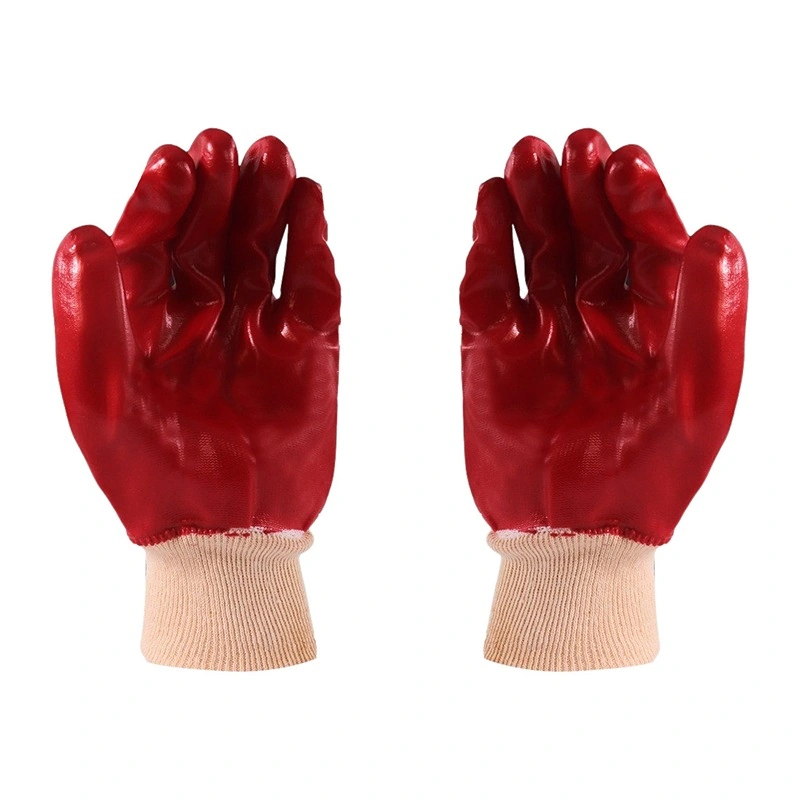 MASTER PVC RED GLOVE - KNIT WRIST ROUGH PALM